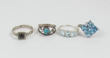 4 STERLING GEMSTONE RINGS