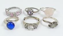 6 STERLING SILVER RINGS