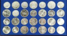 SET 28 OLYMPIC SILVER COINS