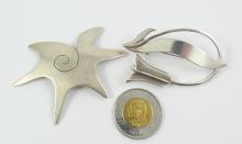 2 STERLING BROOCHES