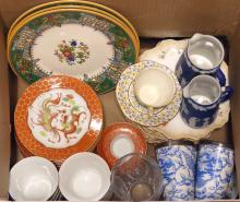 BOX LOT OF ASSORTED CHINA