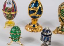 ENAMELED JEWEL BOXES AND FIGURINES