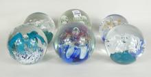 6 ART GLASS PAPERWEIGHTS