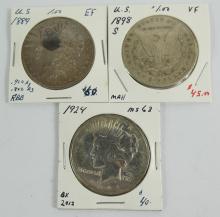 3 U.S. SILVER DOLLARS