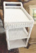 PORTABLE WICKER SERVING CART