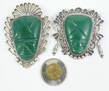 2 LARGE SILVER BROOCHES