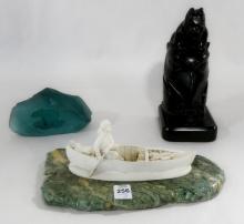 TWO SCULPTURES AND PAPERWEIGHT