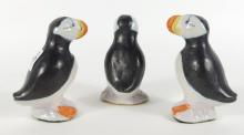 THREE PUFFIN FIGURINES