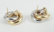 TWO-COLOUR GOLD EARRINGS