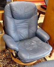 STRESSLESS LEATHER RECLINER AND FOOTSTOOL