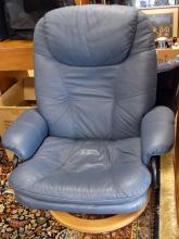 STRESSLESS LEATHER RECLINER AND FOOTSTOOL