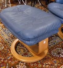 STRESSLESS LEATHER RECLINER AND FOOTSTOOL