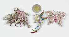 3 RHINESTONE FASHION BROOCHES