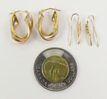 2 PAIRS GOLD EARRINGS