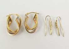 2 PAIRS GOLD EARRINGS