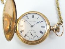 ANTIQUE HUNTING CASE WATCH & CHAIN