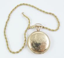 ANTIQUE HUNTING CASE WATCH & CHAIN
