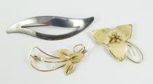 3 VINTAGE STERLING BROOCHES