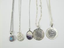 5 STERLING NECK CHAINS