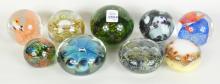 9 VINTAGE ARTISAN PAPERWEIGHTS