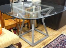 CONTEMPORARY GLASS TOP DINING TABLE