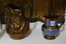 NINE PIECES OF COPPER LUSTRE POTTERY