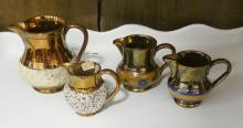 NINE PIECES OF COPPER LUSTRE POTTERY