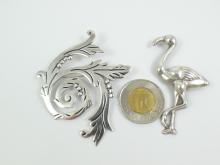 2 STERLING BROOCHES
