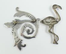 2 STERLING BROOCHES
