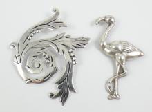 2 STERLING BROOCHES