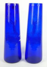 PAIR MARY GREGORY GLASS VASES