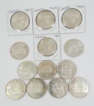 13 CANADIAN SILVER DOLLARS