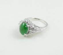 PLATINUM JADE & DIAMOND RING