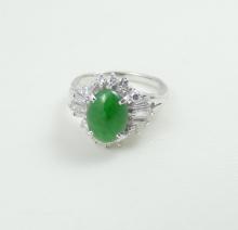 PLATINUM JADE & DIAMOND RING
