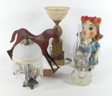 LAMPS, BANK, ROCKING HORSE