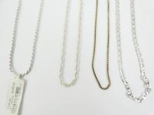 4 STERLING NECK CHAINS