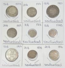 18 NEWFOUNDLAND SILVER COINS