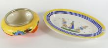 QUIMPER TRAY & STAFFORDSHIRE BOWL