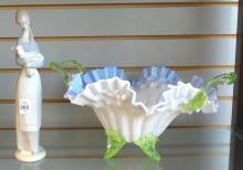 GLASS BOWL AND LLADRO FIGURINE