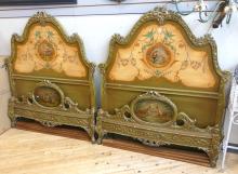 PAIR OF PAINTED FRENCH BEDS