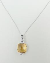 TOPAZ & DIAMOND PENDANT NECKLACE