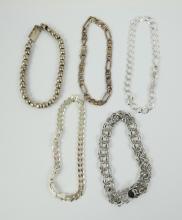 5 STERLING SILVER BRACELETS