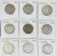 17 CANADIAN SILVER 50-CENTS