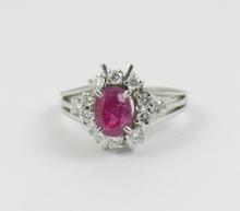 PLATINUM RUBY & DIAMOND RING