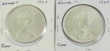 2 CANADIAN SILVER DOLLARS
