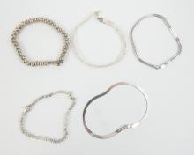 5 STERLING SILVER BRACELETS