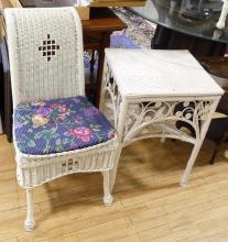 WICKER SIDE TABLE AND CHAIR