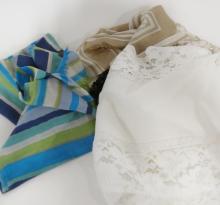 BOX LOT OF LINENS, SCARVES AND COLLARS