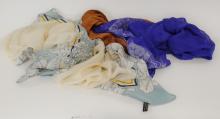 BOX LOT OF LINENS, SCARVES AND COLLARS
