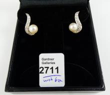 ELEGANT VINTAGE PEARL & DIAMOND EARRINGS